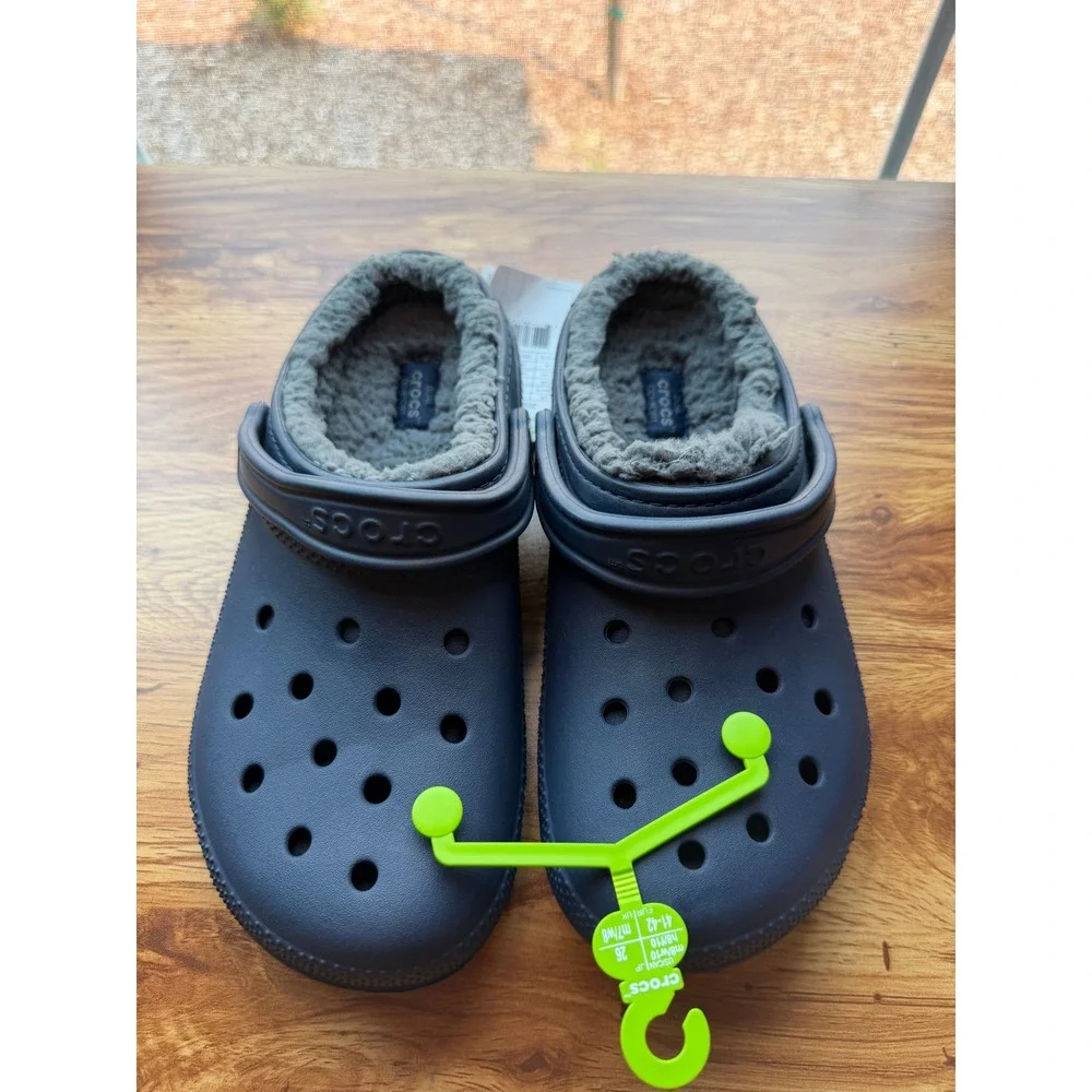Crocs Classic Lined Clog Navy Blue Fuzzy Warm Slipper Mens 8 Womens 10 New